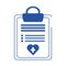 Online doctor clipboard report medical care blue line style icon