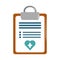 Online doctor clipboard report medical care flat style icon