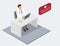 Online doctor consultation, isometric vector