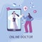 Online doctor, female physician video support patient smartphone medical advice or consultation service