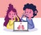 Online doctor, patients with fever cough and laptop pneumonia illness covid 19