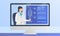 Online doctor presentation human body medical reports on monitor computer screen with modern flat style