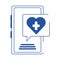 Online doctor smartphone connected medical care blue line style icon