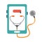 Online doctor smartphone stethoscope medical diagnostic care flat style icon