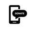 Online Donate on Phone Silhouette Icon. Web Mobile Giving Money and Assistance Black Pictogram. Internet Donate Icon