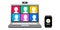 Online drinking party video chat computer vector illustration icon material