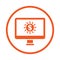 Online earning icon. Orange vector sketch