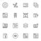 Online editorial design line icons set