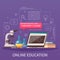 Online Education Background Cartoon