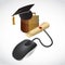 Online education concept. mouse and book.