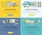 Online Education Courses Vector Web Banners Set
