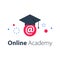 Online education, distant learning, internet academy, web university