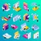 Online Education Isometric Icons