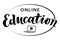 Online education lettering text logo