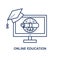 Online education vector concept. E-learning banner sign. Internet school illustration. Graduation diploma concept