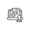 Online electronic notarial stamp line icon