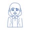 Online female doctor medical staff character blue line style icon