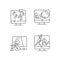 Online fitness athletic trainings linear icons set.