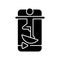 Online fitness balance training black glyph icon.