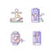 Online fitness gymnastic trends RGB color icons set.