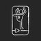 Online fitness stretching chalk white icon on dark background.