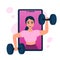 Online fitness trainer. Training via Internet video call