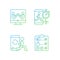 Online fitness wellness programs gradient linear vector icons set.