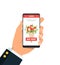 Online flower delivery. Person holds phone with bouquet of tulips on screen. Vector illustration in flat style