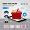 Online Food Delivery Service Concept Cartoon Vector illustration. Mobile or Smartphone open app for Online food order infographic.