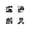 Online food ordering black glyph icons set on white space