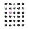 Online game types black glyph icons set on white space