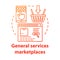 Online general services marketplaces concept icon. On demand economy, e commerce idea thin line illustration. Smartphone