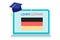 Online German Learning, distance education concept. Language training and courses. Studying foreign languages on a website in a