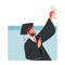 Online Graduation Ceremony Concept, Bachelor Male Character Holding Diploma On Laptop Screen, Vector Illustration