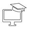 Online graduation and education, continuous line icon vector eps10