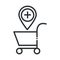 Online health, cart location medical covid 19 pandemic line icon