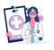 Online health, female doctor professional smartphone help covid 19 pandemic