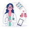 Online health, female doctor smartphone pneumonia medicine covid 19 pandemic