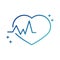 Online health, heartbeat medical cardiology covid 19 pandemic gradient line icon