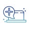 Online health, laptop computer medical service covid 19 pandemic gradient line icon