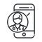 Online health, smartphone doctor consult app covid 19 pandemic line icon