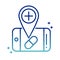 Online health, smartphone location pharmacy covid 19 pandemic gradient line icon