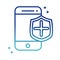 Online health, smartphone shield protection medical covid 19 pandemic gradient line icon