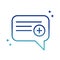 Online health, speech bubble message medical support covid 19 pandemic gradient line icon