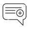 Online health, speech bubble message medical support covid 19 pandemic line icon