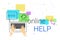 Online help and online support on laptop creative concept vector illustration