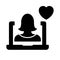 Online Help Silhouette Icon. Computer Psychologist Support and Therapy with Heart Black Pictogram. Virtual Woman