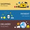 Online internet shopping payment & delivery concept flat icons s