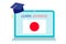 Online Japanese Learning, distance education concept. Language training and courses. Studying foreign languages on a website in a