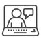 Online job interview line icon. Video conference with candidate outline style pictogram on white background. Person and